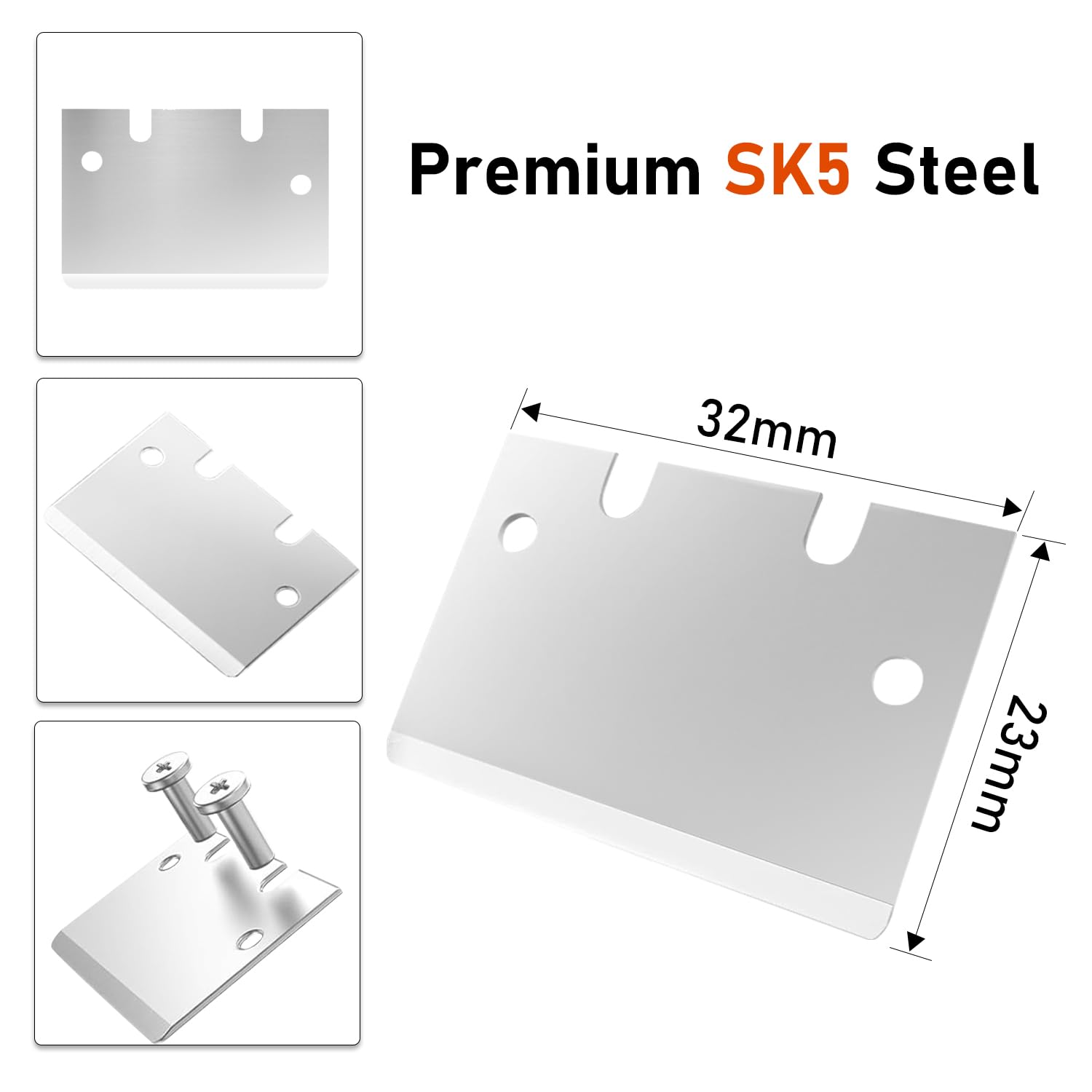 3 PCS Blades for Bambu Lab Scraper, DIY Blade Kit,3D Printer Tool SK5 Steel Scraper Tip Blade with Screws and Magnetic Stickers，Compatible with Bambu-Lab Spatula Blades
