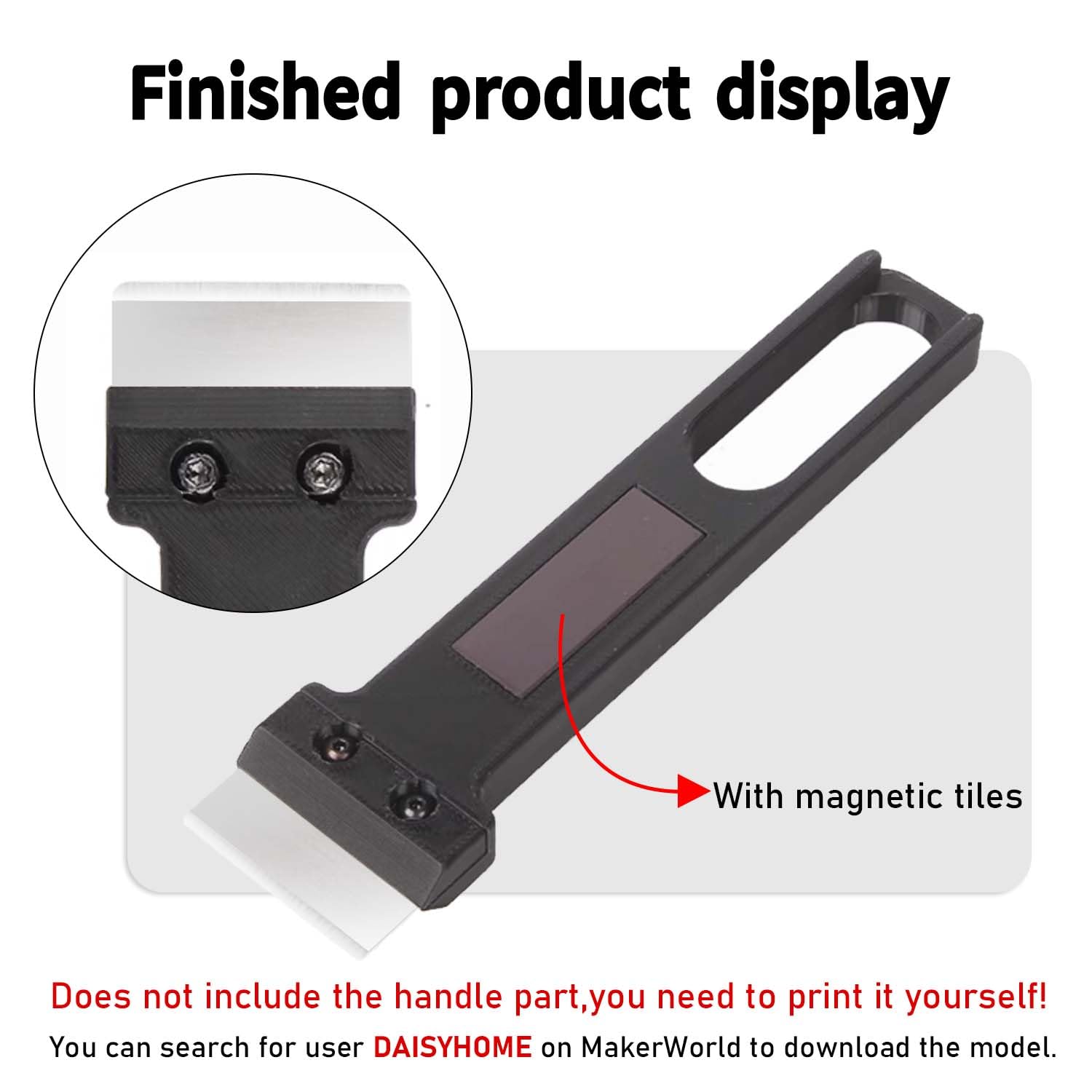 3 PCS Blades for Bambu Lab Scraper, DIY Blade Kit,3D Printer Tool SK5 Steel Scraper Tip Blade with Screws and Magnetic Stickers，Compatible with Bambu-Lab Spatula Blades