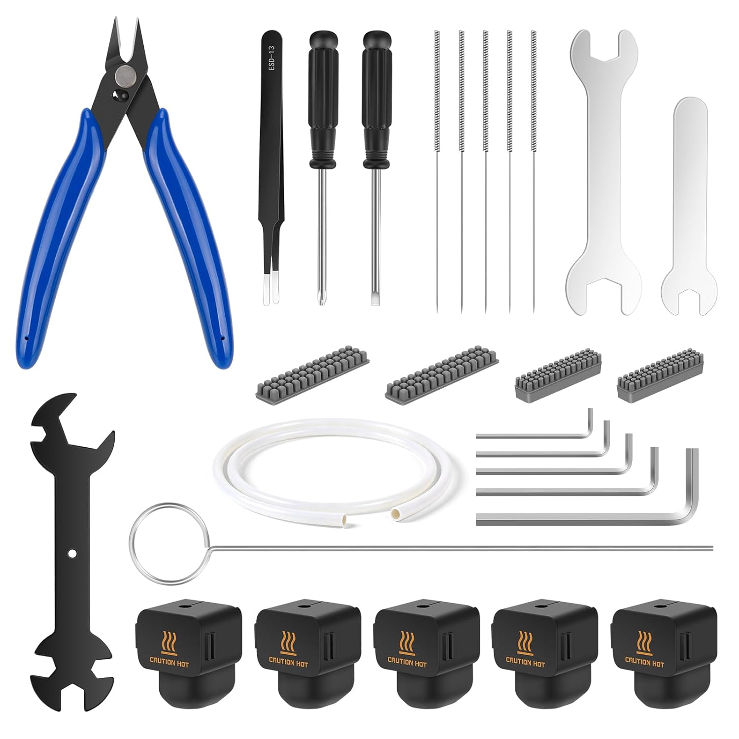 3D Printer Maintenance Tool Kit for Bambu Lab A1/A1 Mini, 3D Printing Accessories Includes Nozzle Cleaners, Silicone Socks, PTFE Tube, Wrenches, Screwdrivers, Tweezers, Nozzle Wiper
