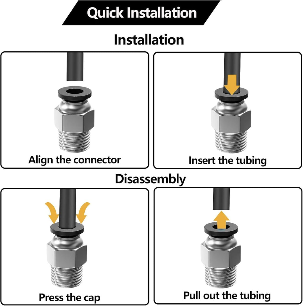 10PCS PC4-M10 Fittings for 4mm PTFE Bowden Tube, Push-to-Connect, Leak-Resistant and Durable, Compatible with Most FDM 3D Printers, V6 Type Extruders & RepRap Printers