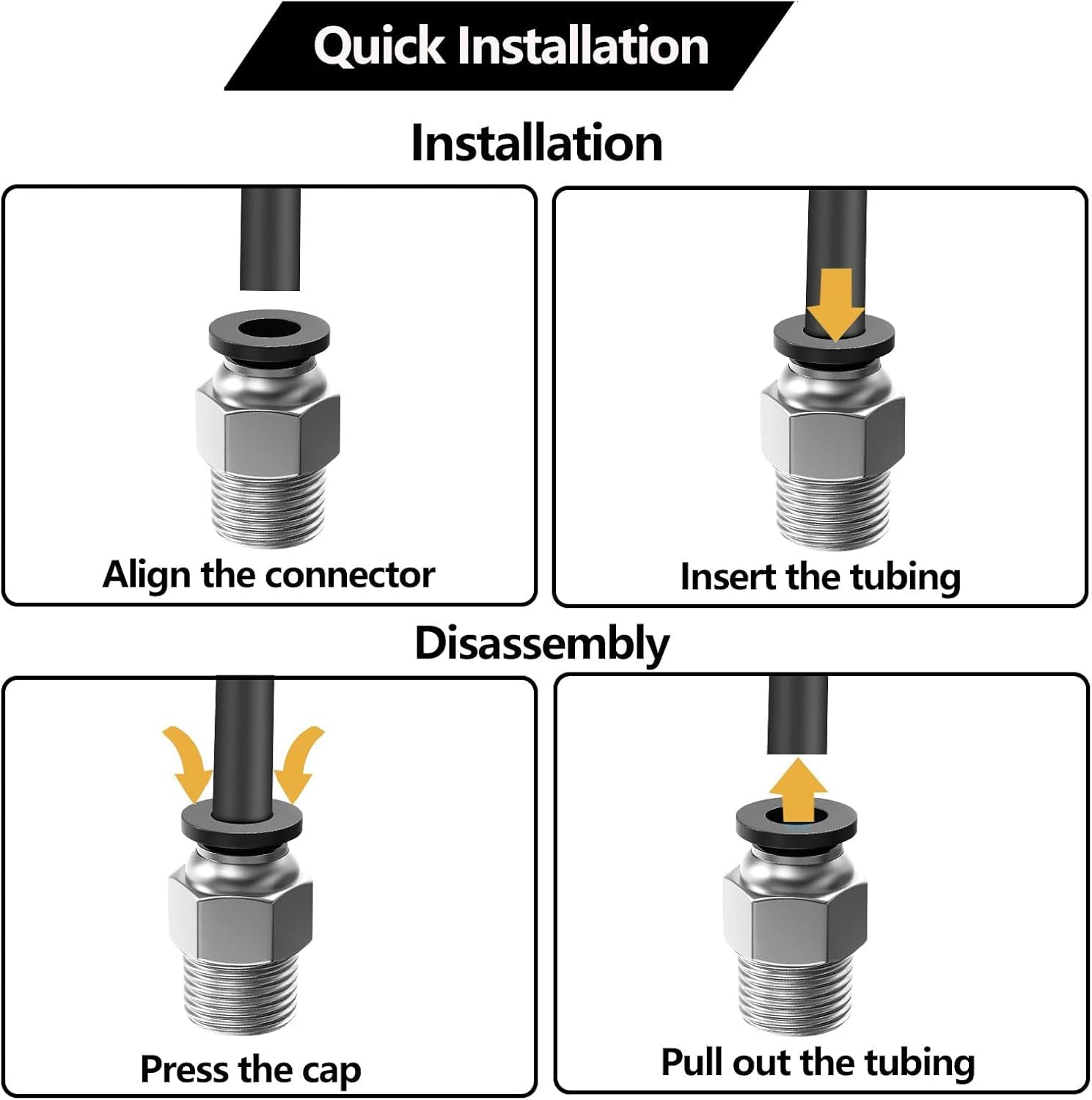 10PCS PC4-M10 Fittings for 4mm PTFE Bowden Tube, Push-to-Connect, Leak-Resistant and Durable, Compatible with Most FDM 3D Printers, V6 Type Extruders & RepRap Printers
