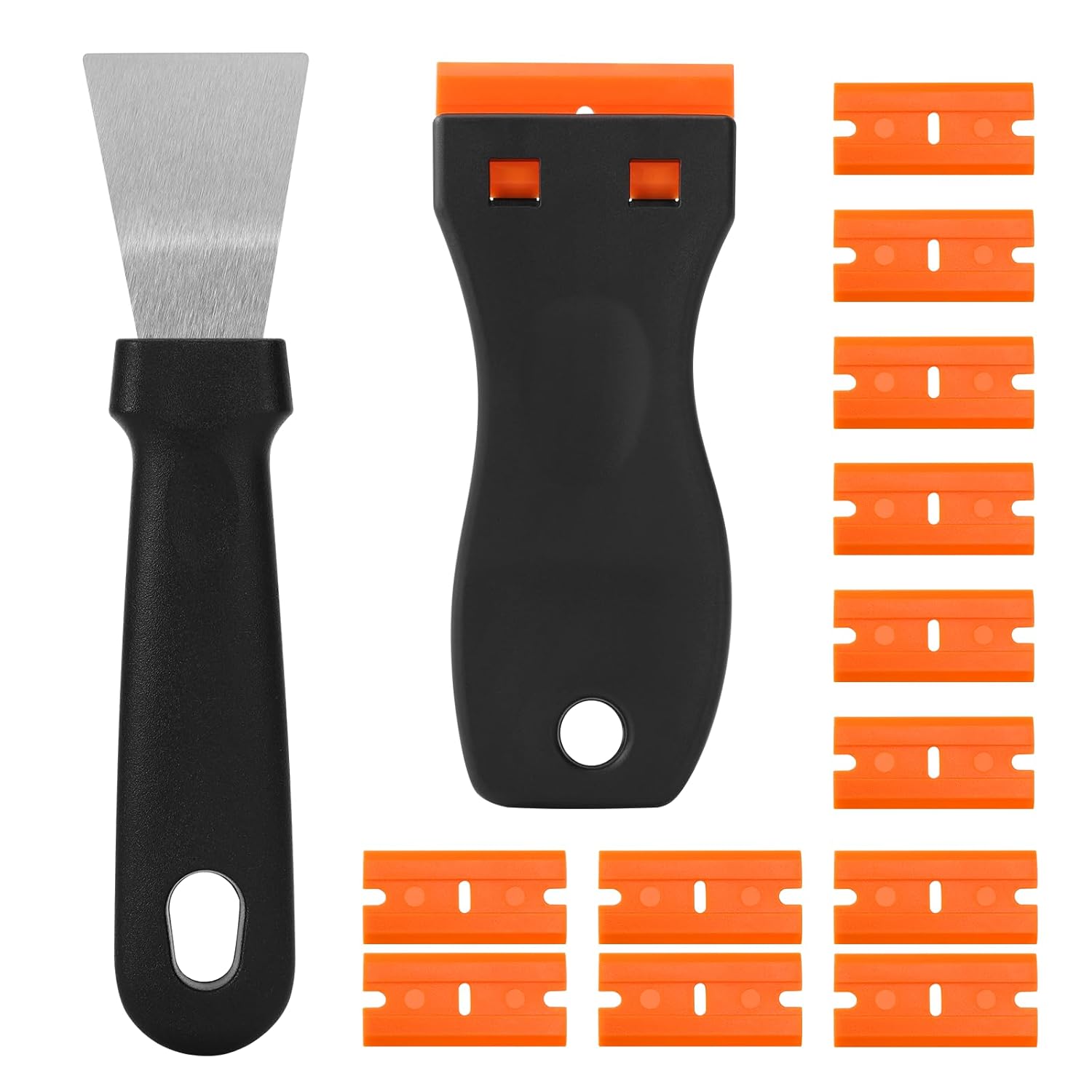 14Pcs 3D Printer Scraper Tool, Angled Metal Scraper for Stubborn Prints & Plastic Scraper for Scratch Free Removal, Includes 12 Replacement Plastic Blades