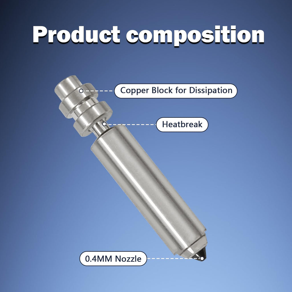 2PCS Kobra X 0.4mm Hotend Nozzles 3D Printer Assembled Extruder Kits- for Anycubic Kobra X All Metal Hot End/Printhead Replacement with Integrated Nozzle 1PC Nozzle Brush Hardened Steel Tips