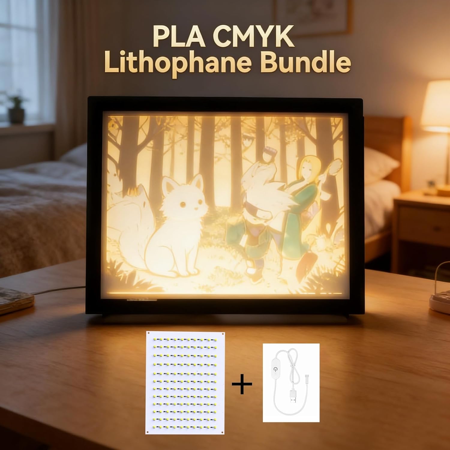 3PCS CMYK LED Backlight Board Kit Compatible with Bambu Lab P1/X1/A1/A1 Mini Series 3D Printer, PCB Lithophane Light Panel with USB/Type-C Power Cable for DIY 3D Printed Photo Models