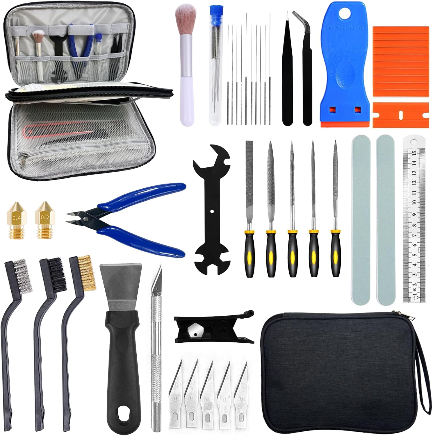3D Printer Tools Kit, 3D Printing Accessories for Model Removal, Trimming, Deburring and Finishing, Complete Post-Processing Tool Kit for 3D Printers