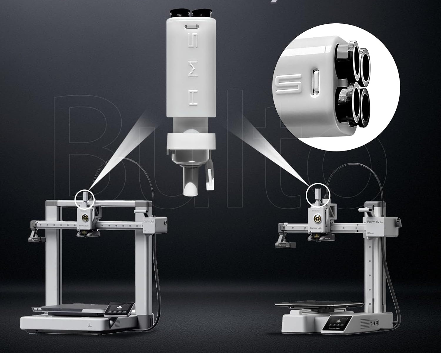 2 Packs A1/A1Mini AMS Lite Filament Hub Five Way Components 4-in-1 PTFE Adapter Compatible with Bambu Lab A1/A1 Mini 3D Printers,Automatic Multi-Color Filament Switching,Low-Friction Extrusion