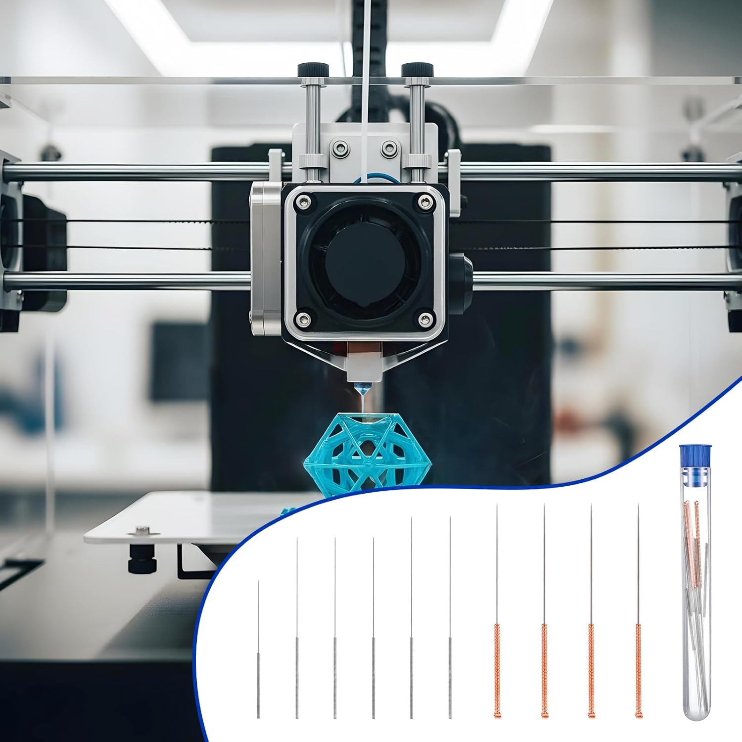 12PCS 3D Printer Nozzle Cleaning Kit, No Clogger 3D Printer Tool Print Nozzle Maintenance Tool Kit 10PCS Cleaning Needles and 2 Tweezers Universal Clog Removal Tools for 3D-Printers