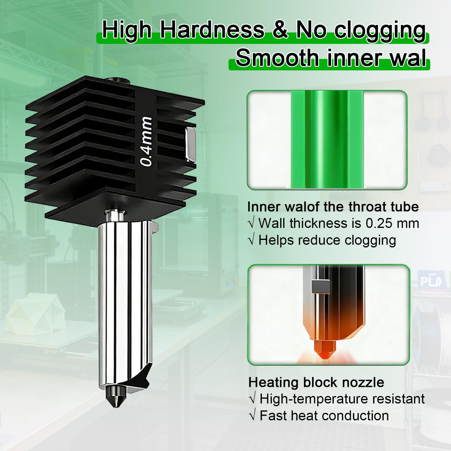 2 Pack A1 Mini & A1 Hotend Kit, 0.4mm Hardened Steel Nozzle, High-Temperature Print Head Extruder Replacement for Bambu Lab A1/A1 Mini 3D Printer, Includes 2PCS Silicone Cover Socks & Wrench