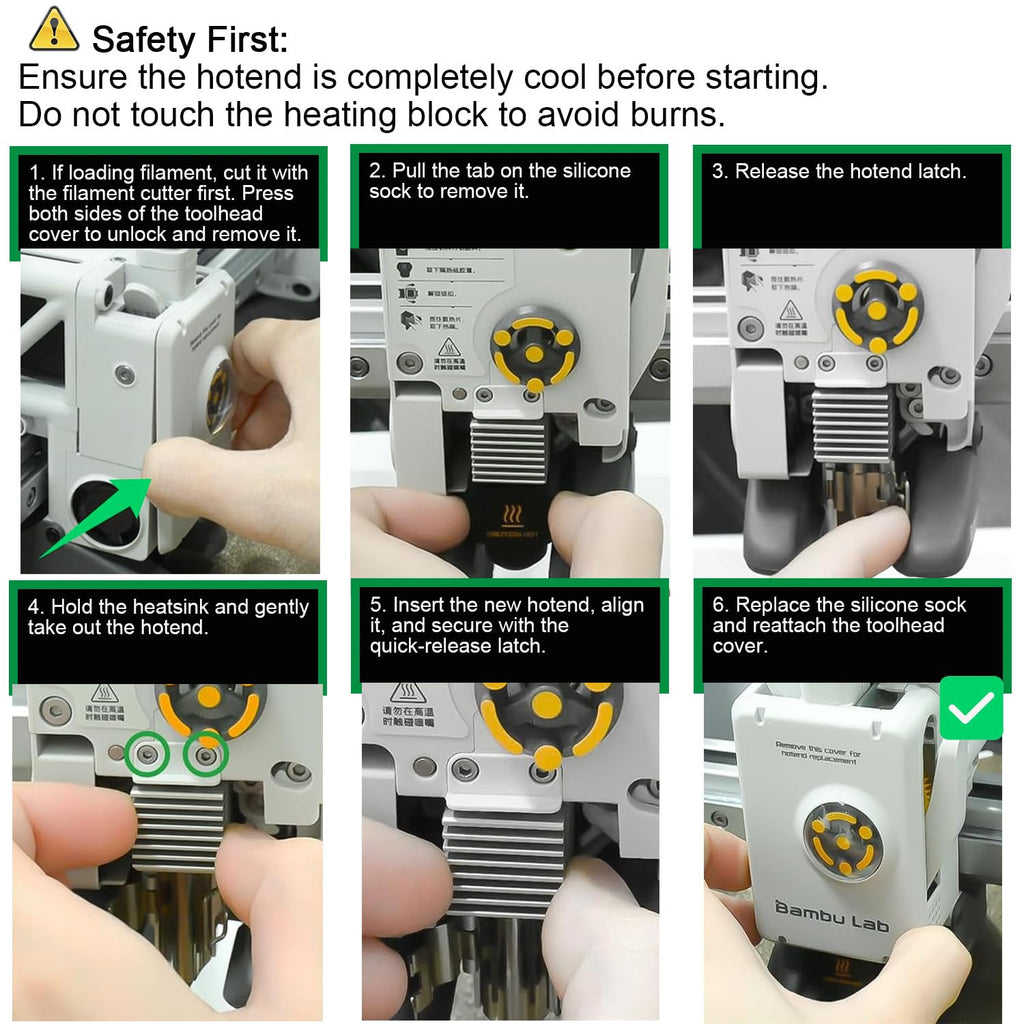 2 Pack A1 Mini & A1 Hotend Kit, 0.4mm Hardened Steel Nozzle, High-Temperature Print Head Extruder Replacement for Bambu Lab A1/A1 Mini 3D Printer, Includes 2PCS Silicone Cover Socks & Wrench