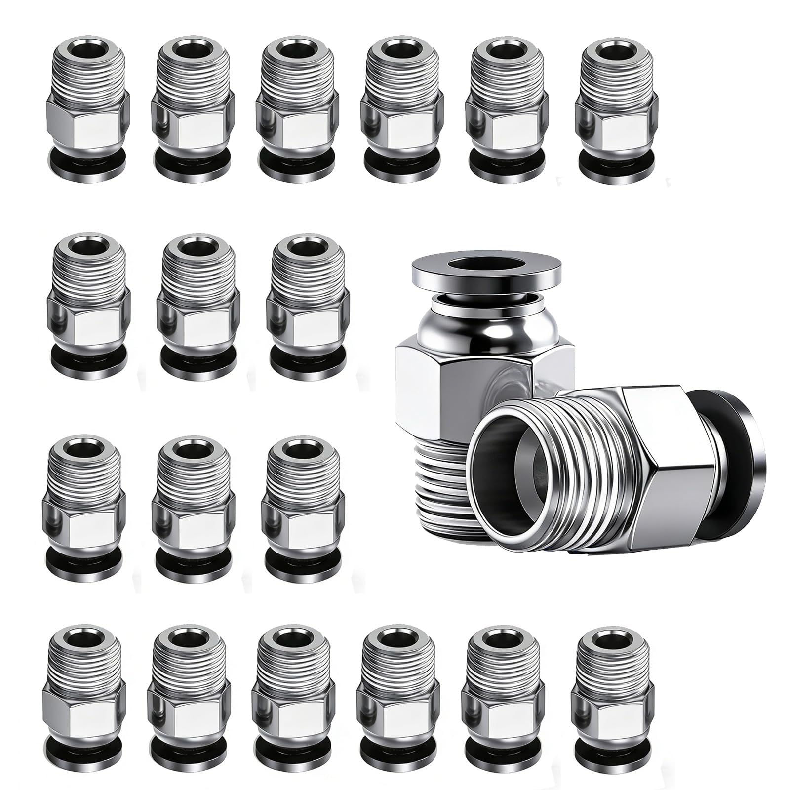 10PCS PC4-M10 Fittings for 4mm PTFE Bowden Tube, Push-to-Connect, Leak-Resistant and Durable, Compatible with Most FDM 3D Printers, V6 Type Extruders & RepRap Printers