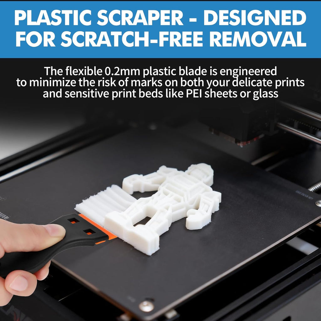 14Pcs 3D Printer Scraper Tool, Angled Metal Scraper for Stubborn Prints & Plastic Scraper for Scratch Free Removal, Includes 12 Replacement Plastic Blades