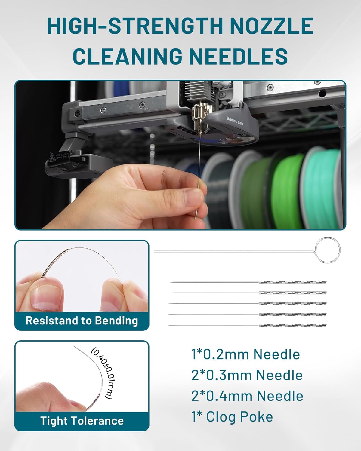 3D Printer Maintenance Tool Kit for Bambu Lab A1/A1 Mini, 3D Printing Accessories Includes Nozzle Cleaners, Silicone Socks, PTFE Tube, Wrenches, Screwdrivers, Tweezers, Nozzle Wiper
