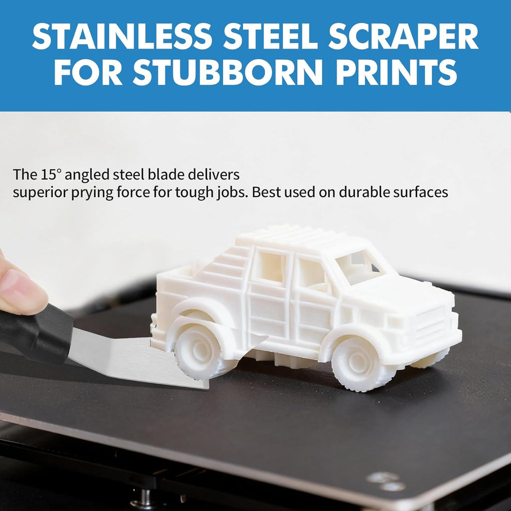 14Pcs 3D Printer Scraper Tool, Angled Metal Scraper for Stubborn Prints & Plastic Scraper for Scratch Free Removal, Includes 12 Replacement Plastic Blades