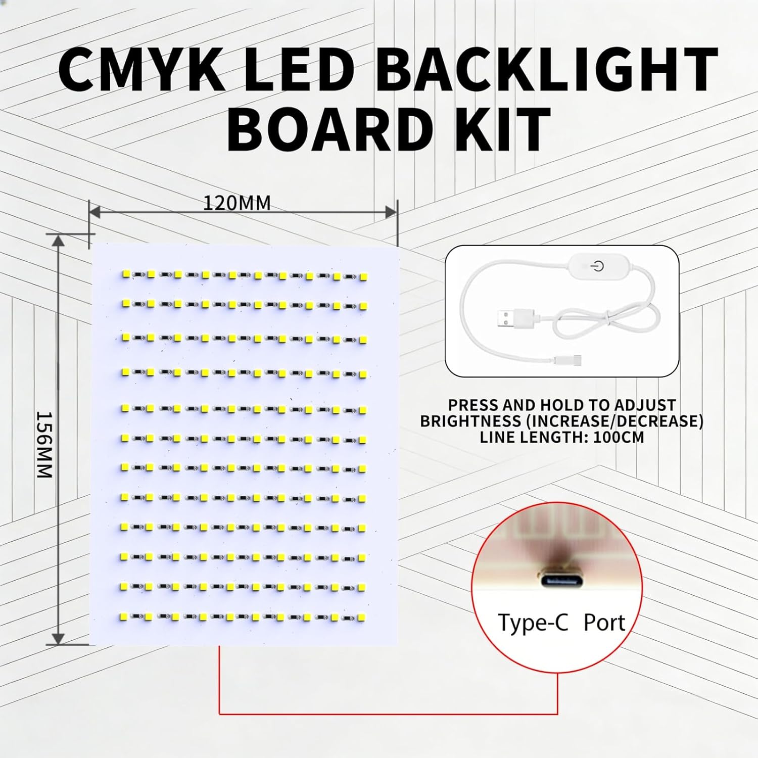 3PCS CMYK LED Backlight Board Kit Compatible with Bambu Lab P1/X1/A1/A1 Mini Series 3D Printer, PCB Lithophane Light Panel with USB/Type-C Power Cable for DIY 3D Printed Photo Models