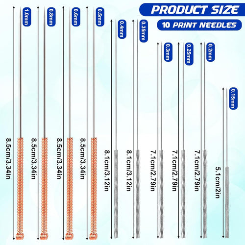 12PCS 3D Printer Nozzle Cleaning Kit, No Clogger 3D Printer Tool Print Nozzle Maintenance Tool Kit 10PCS Cleaning Needles and 2 Tweezers Universal Clog Removal Tools for 3D-Printers