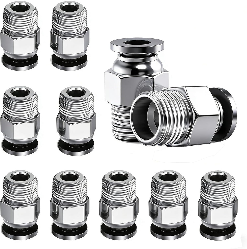10PCS PC4-M10 Fittings for 4mm PTFE Bowden Tube, Push-to-Connect, Leak-Resistant and Durable, Compatible with Most FDM 3D Printers, V6 Type Extruders & RepRap Printers