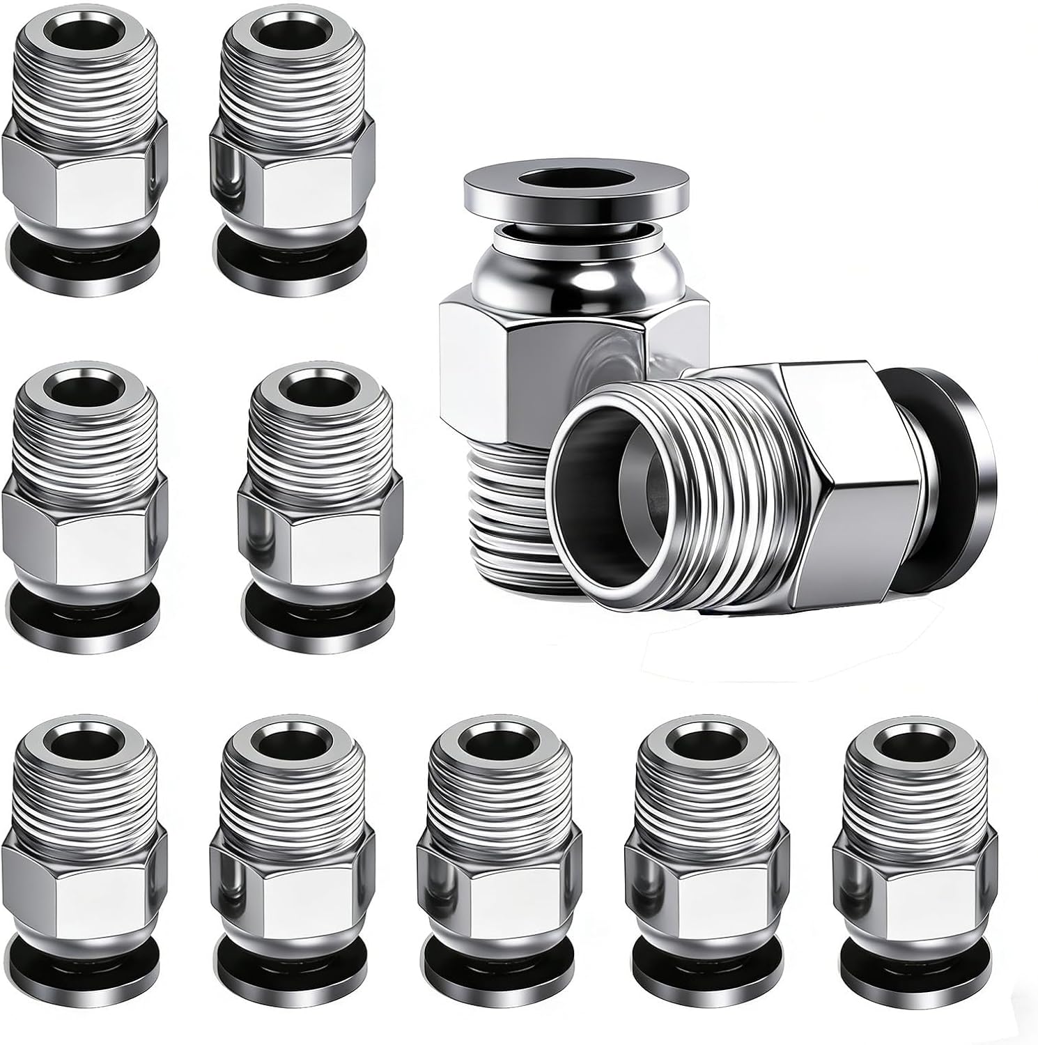 10PCS PC4-M10 Fittings for 4mm PTFE Bowden Tube, Push-to-Connect, Leak-Resistant and Durable, Compatible with Most FDM 3D Printers, V6 Type Extruders & RepRap Printers