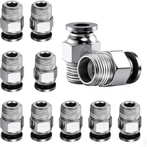10PCS PC4-M10 Fittings for 4mm PTFE Bowden Tube, Push-to-Connect, Leak-Resistant and Durable, Compatible with Most FDM 3D Printers, V6 Type Extruders & RepRap Printers
