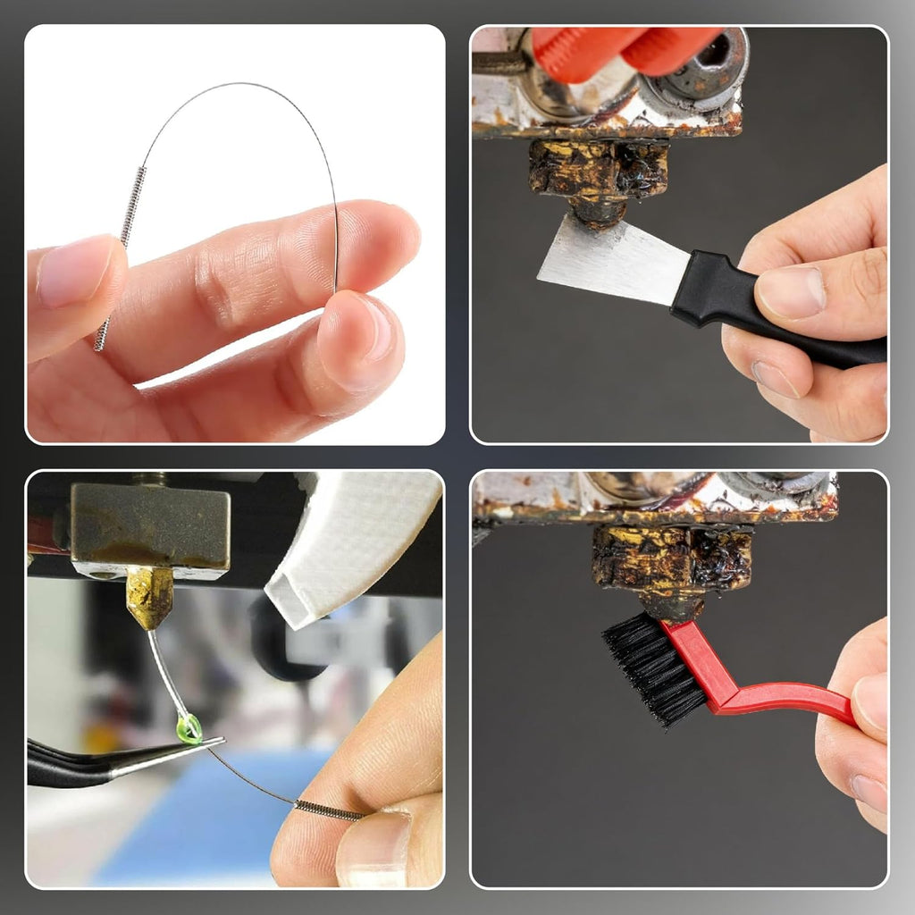 3D Printer Nozzle Cleaning Kit, 28Pcs 3D Printing Tool Kit Includes 10 Needle Cleaner Tools with Storage Box, 10 0.4mm Nozzles, 1 Tweezer, 3 Brushes, 1 L-Shaped Wrench, 2 Removal Scrapers