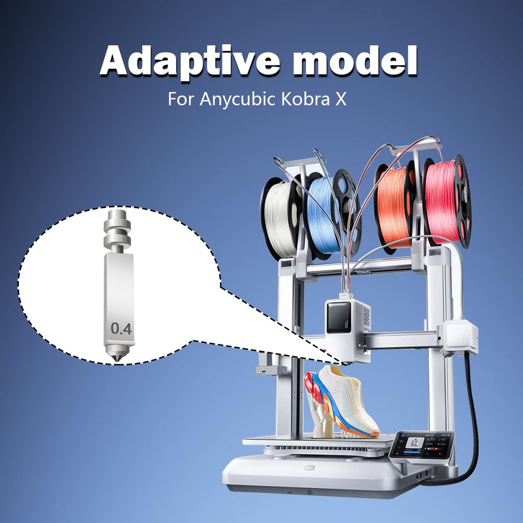 2PCS Kobra X 0.4mm Hotend Nozzles 3D Printer Assembled Extruder Kits- for Anycubic Kobra X All Metal Hot End/Printhead Replacement with Integrated Nozzle 1PC Nozzle Brush Hardened Steel Tips