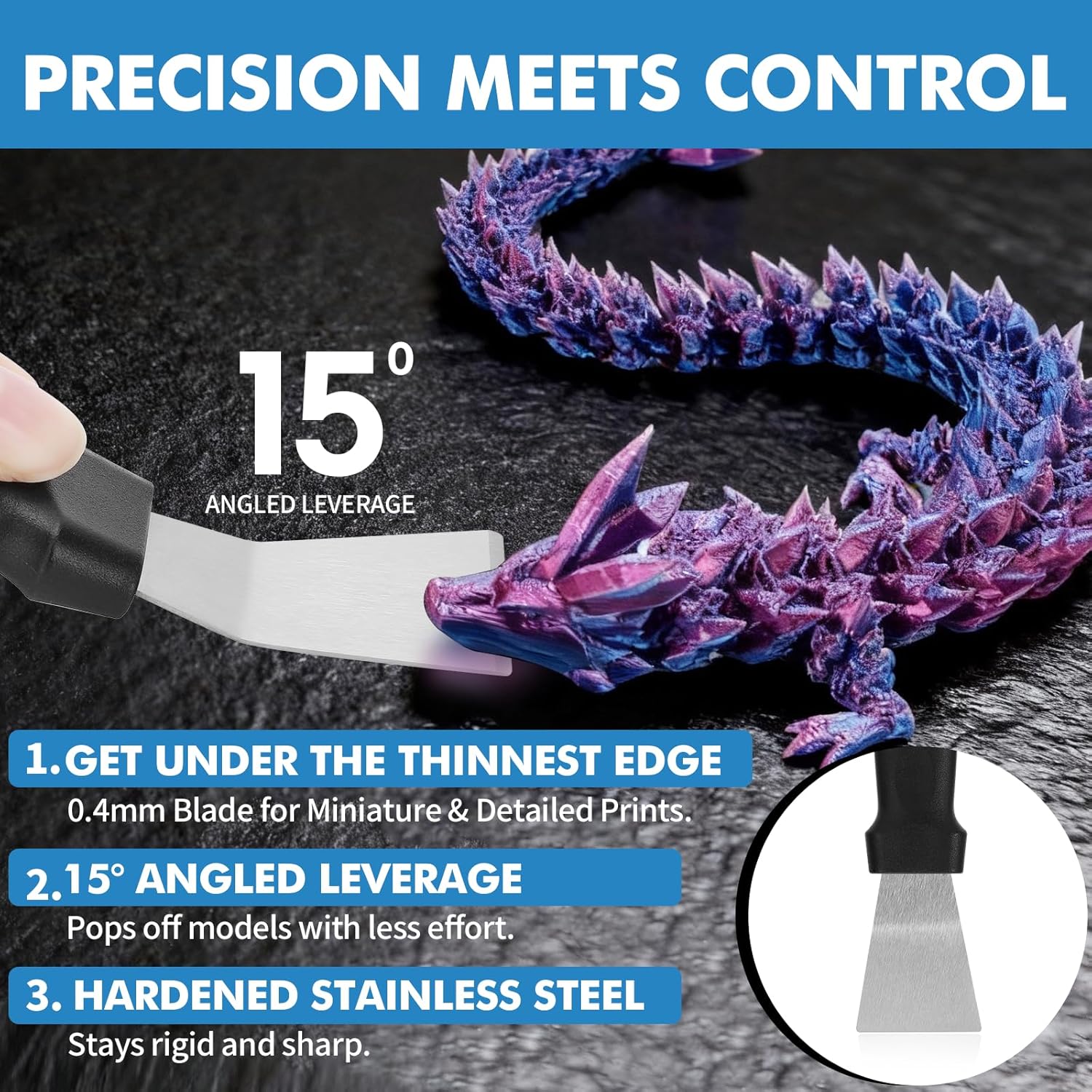 14Pcs 3D Printer Scraper Tool, Angled Metal Scraper for Stubborn Prints & Plastic Scraper for Scratch Free Removal, Includes 12 Replacement Plastic Blades